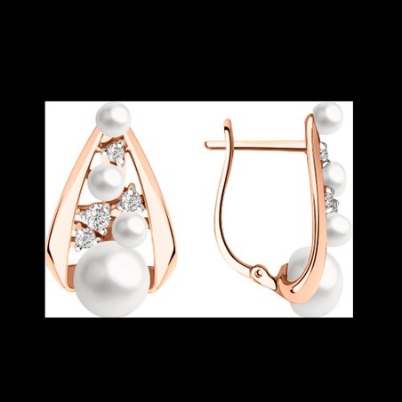 Ohrhänger mit  Perle und Zirkonia