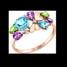 Damenring mit Topas, Chrysolith, Amethyst und Zirkonia