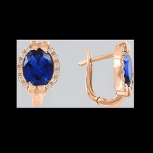 Серьги с сапфирами и фианитами