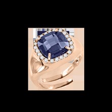 женское кольцо с сапфиром и фианитами