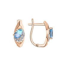 Серьги с топазом Swiss и фианитами