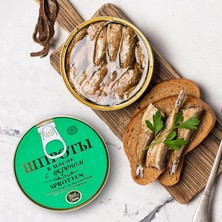 Sprotten geräuchert in Pflanzenöl mit Dillgeschmack 160g