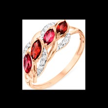 Faszinierende Damenring mit Granat, Rhodolith und Zirkonia
