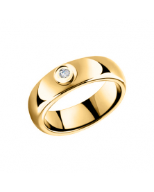 Кольцо из желтой керамики с золотом и бриллиантом