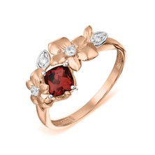 Кольцо с гранатом и фианитами