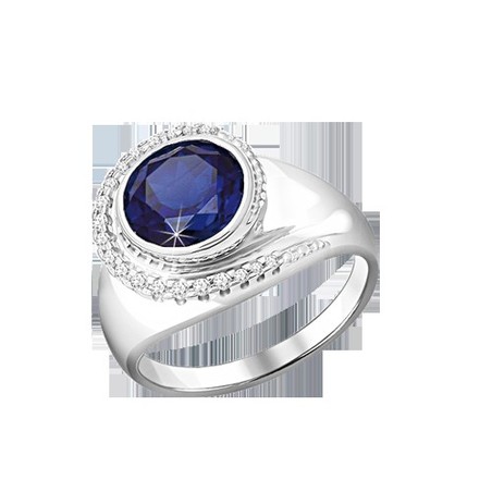 Damenring mit Saphir und Zirkonia