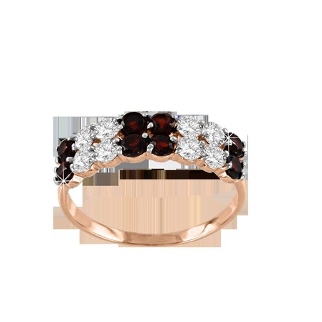 Faszinierende Damenring mit Granat und Zirkonia