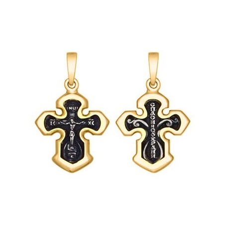 Подвеска  крест из золочёного серебра