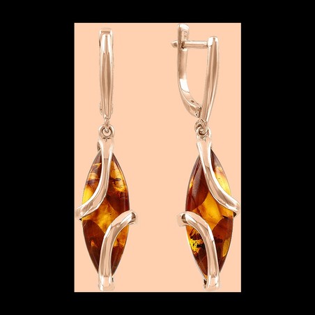 Серьги с янтарными вставками