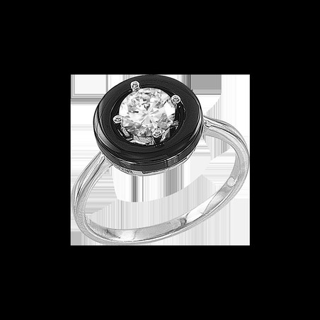 Damenring mit Zirkonia und Keramik