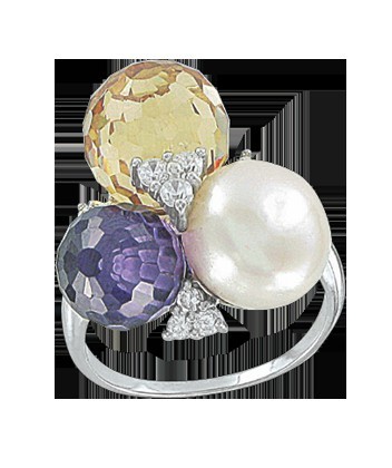 Damenring mit Perle und Zirkonia