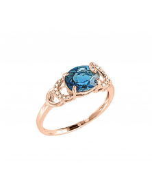 Кольцо с топазом London Blue и бриллиантами