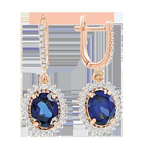 Серьги с сапфирами и фианитами