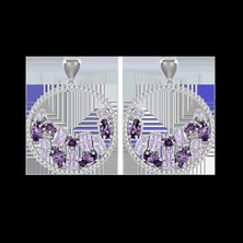 Ohrstecker rhodiniert mit Amethyst