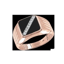 Herrenring mit Onix, Zirkonia