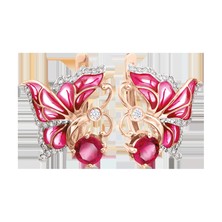 Schmetterling Ohrhänger mit Rhodolith und Zirkonia, Emaille