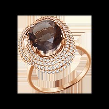 Damenring mit Rauch Topas und Zirkonia