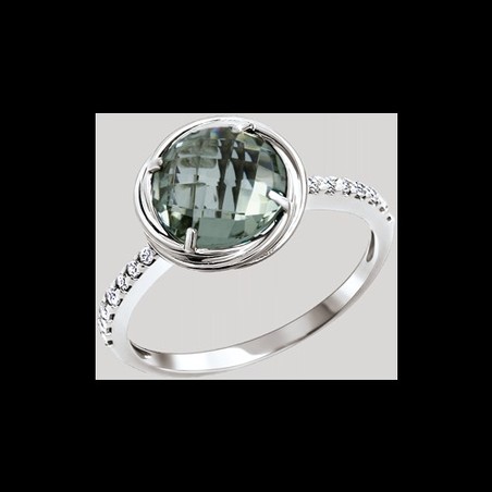 Кольцо с кварцем и фианитами