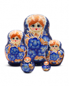Matroschka mit Aufdrucken, klassisch 5 Puppen, 12cm