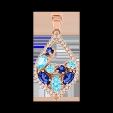 подвеска позолоченная с сапфирами, топазами и фианитами