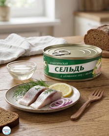 Сельдь в собственном соку с маслом, 240 г