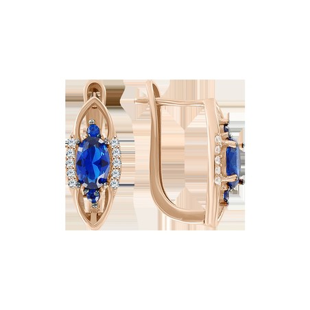 Серьги с сапфирами и фианитами