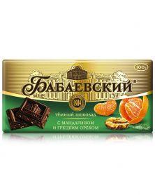 Dunkle Schokolade "Babaewskij" mit Mandarine und Walnuss 200g