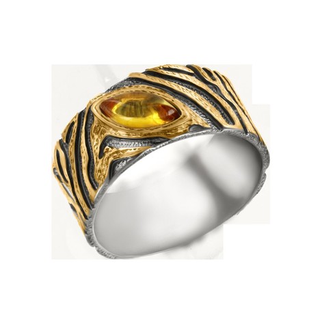 Damenring vergoldet mit Bernstein