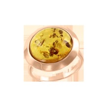 Damenring vergoldet mit Bernstein