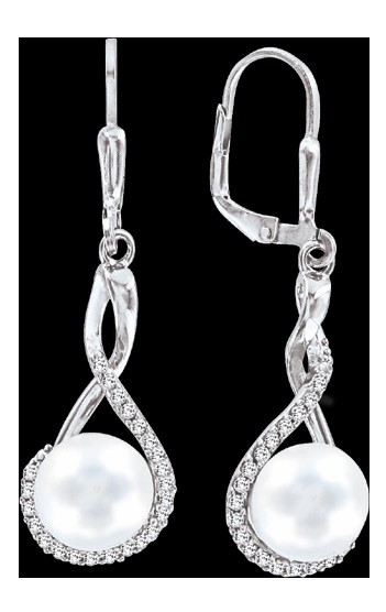 Ohrhänger mit Perle und Zirkonia