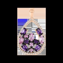 позолоченная подвеска с гидротермальными аметистами и фианитами