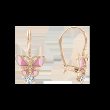 Серьги с фианитами и эмалью