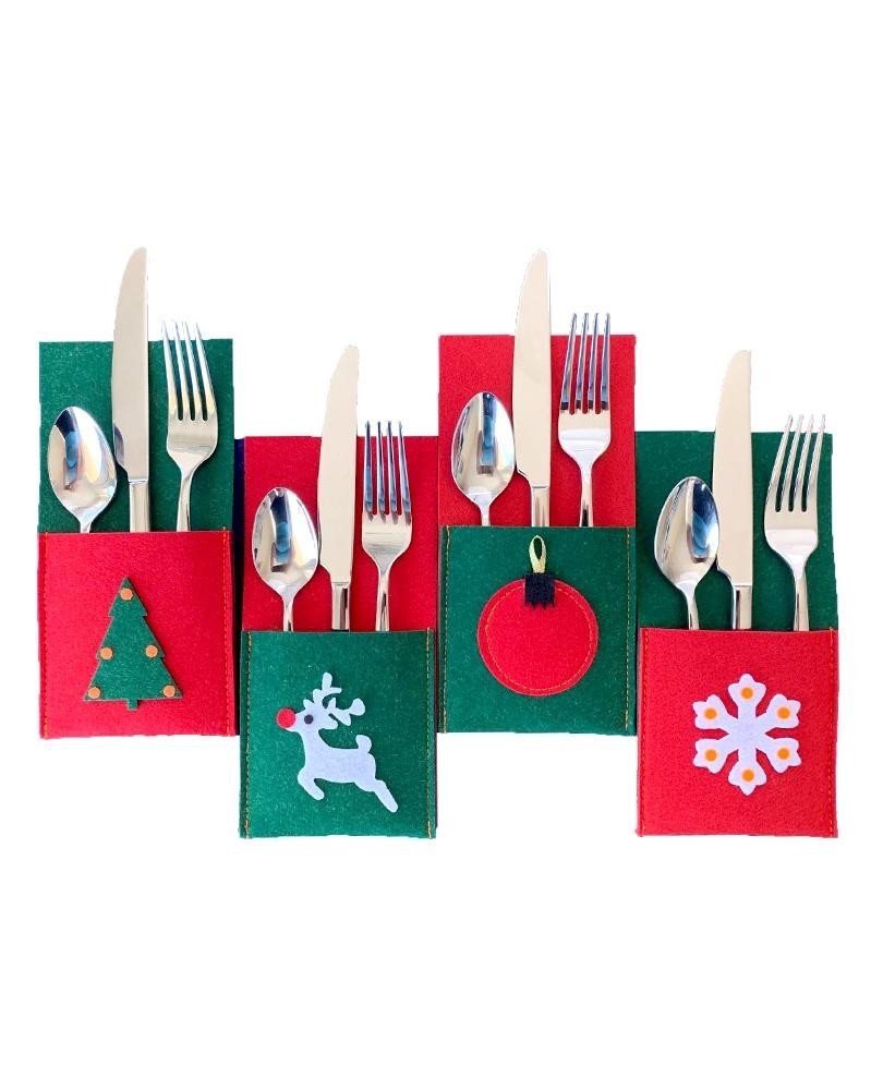 4x Weihnachts-Bestecktaschen: gute Qualität,Top-Service