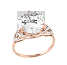 Кольцо с горным хрусталем и фианитами