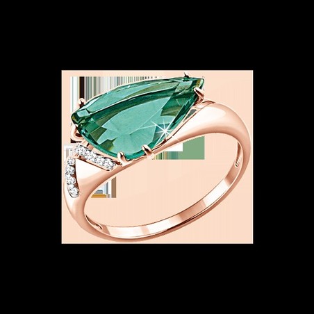 Кольцо с кварцем и фианитами