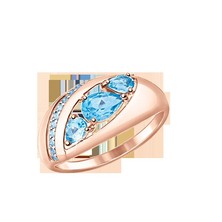 Damenring mit blauem Topas und Zirkonia