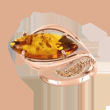 Кольцо с Янтарём и фианитами