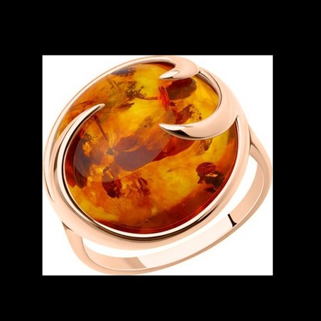 Кольцо из золочёного серебра с янтарём