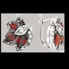 Ohrhänger mit Granat und Zirkonia