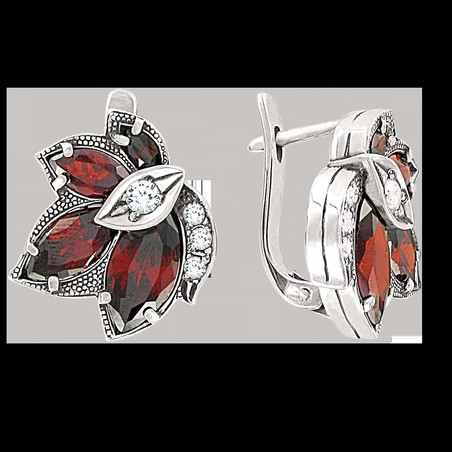 Ohrhänger mit Granat und Zirkonia