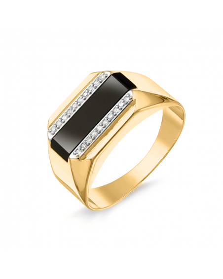 Mужское кольцо с ониксом и бриллиантами