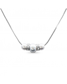 Kette mit Perlen und Swarovski-Kristallen, Rhodiniert, LC