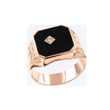 Мужское кольцо с ониксом, фианитом, бриллиантом