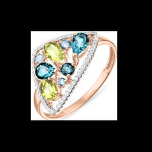 Damenring mit Topas London, Topas, Chrysolith und Zirkonia