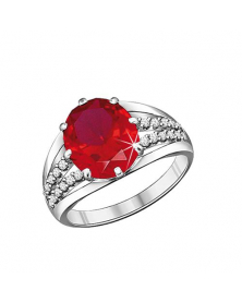 Женское кольцо с рубином и фианитами