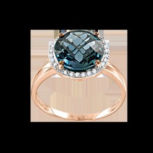 Damenring mit Brillanten und London Blue Topas