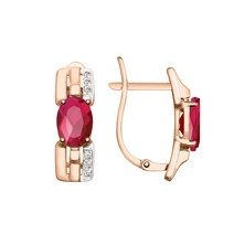 Серьги с рубинами и фианитами