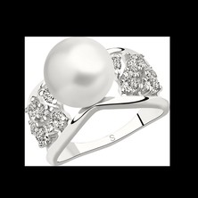 Damenring mit Perle und Zirkonia