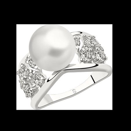 Damenring mit Perle und Zirkonia