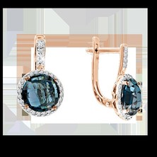 Ohrhänger Rotgold mit Brillanten und London Blue Topas